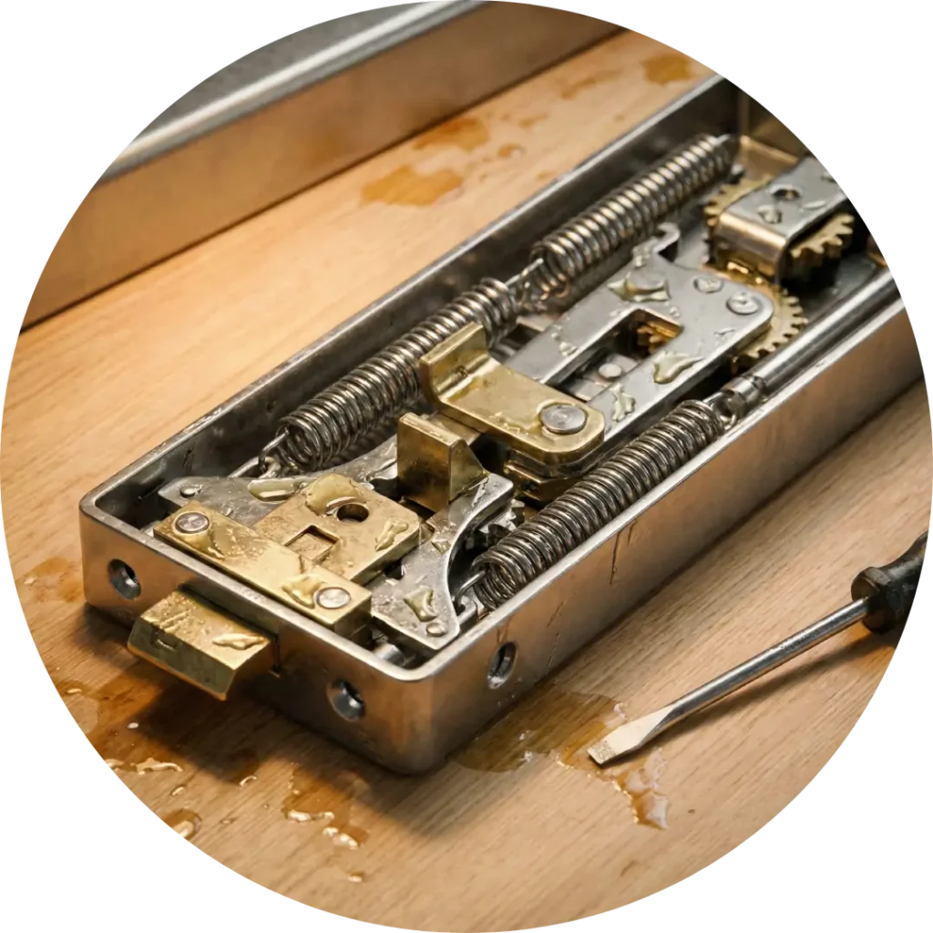 Lock mechanism open for maintenance - Oxnard Locksmith